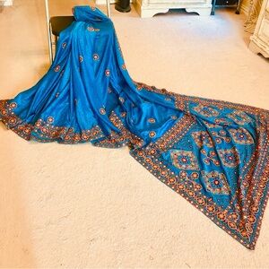 All over mirror work embroidered indian/Pakistani party wear saree